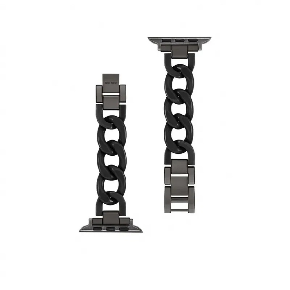 Nine West Womens Black Plastic Chain Link Compatible with Apple Watch 42/44/45mm